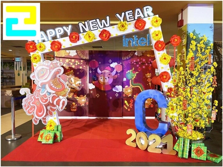 Mẫu trang trí cổng vào cho tiệc tất niên