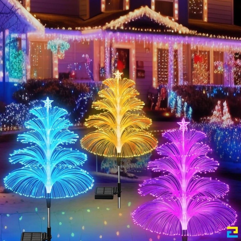 Trang trí noel sân ngoài trời với đèn led