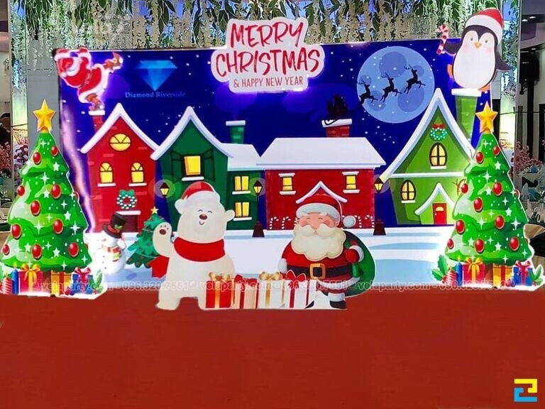 Các mẫu backdrop trang trí cho sân khấu noel sinh động hút mắt