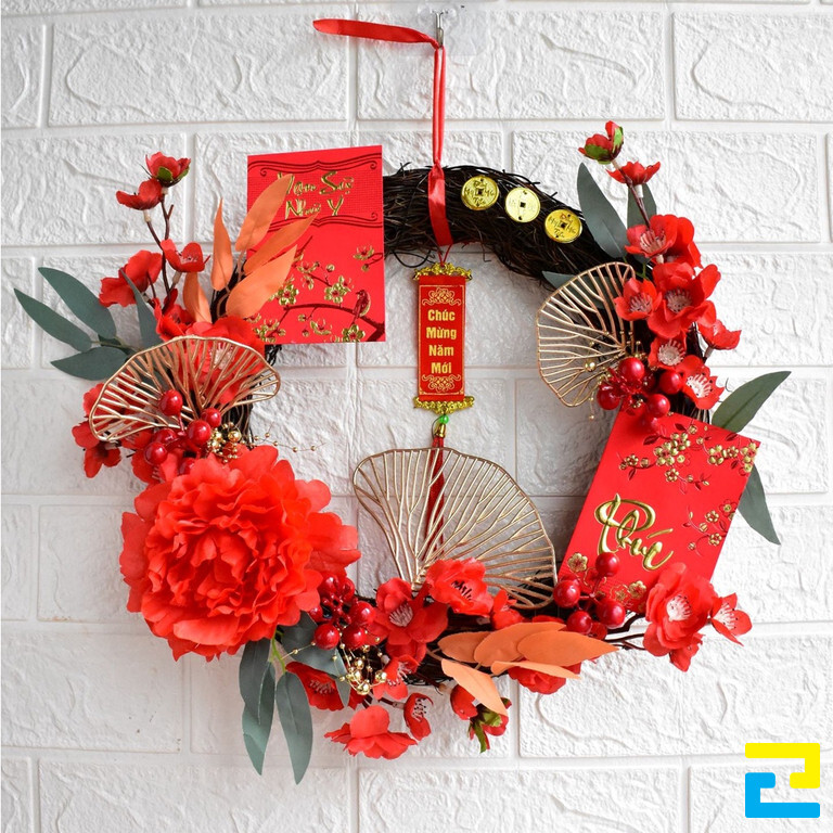 Trang trí không gian quán với vòng hoa