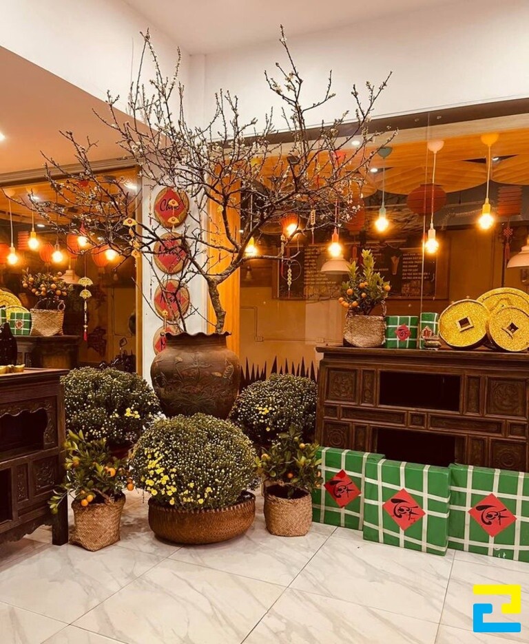 Trang trí tết quán trà sữa với đèn led đèn nháy