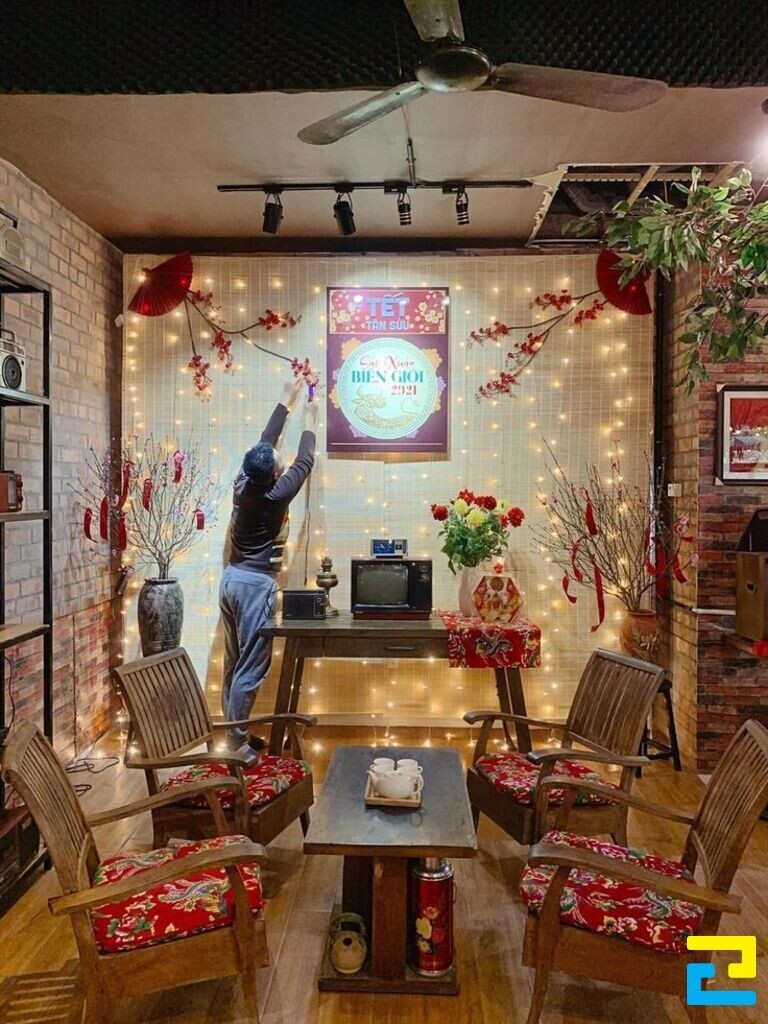 Trang trí tết quán trà sữa với đèn led đèn nháy