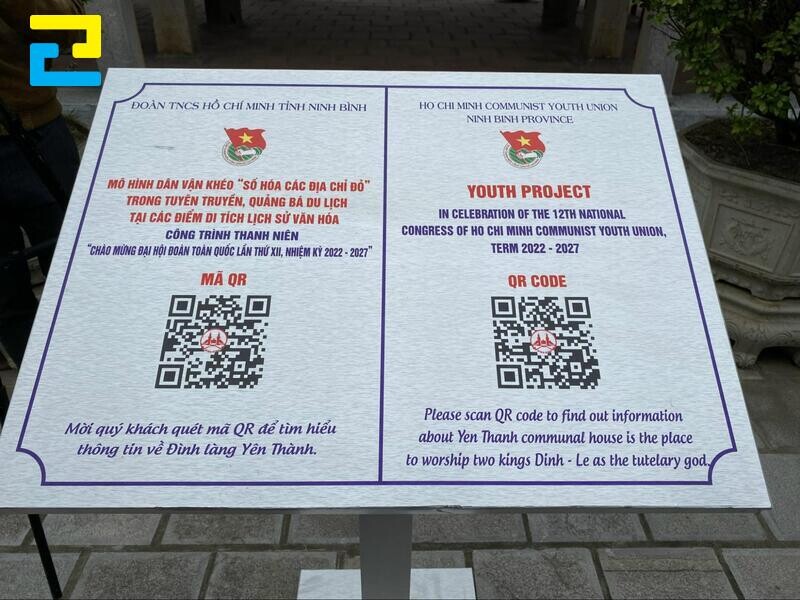 Bảng quét mã QR được làm từ inox tại In Ấn 2H