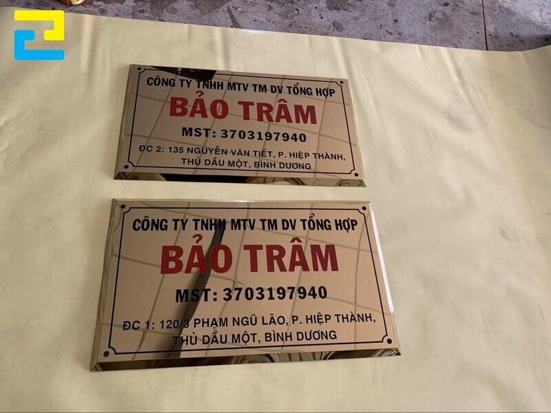 Mẫu biển tên công ty inox công nghệ in UV 1