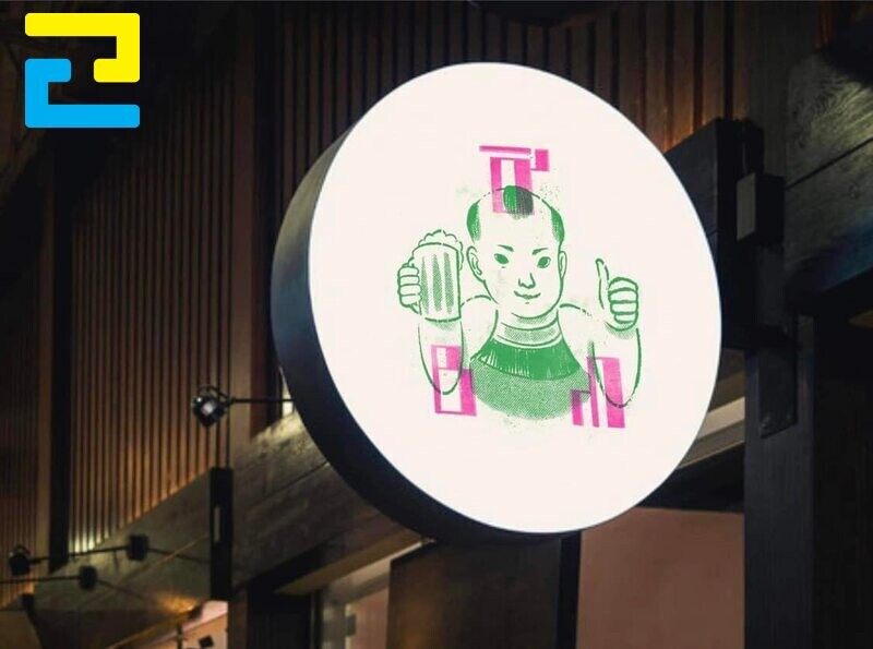 In bảng hiệu hộp đèn tròn mica đẹp tại in ấn 2h.