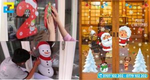 In An Decal Trang Tri Cua Kinh Mua Noel