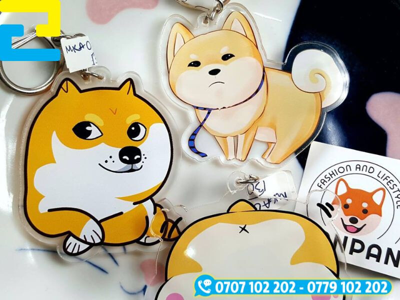 Móc khóa thú cưng mica in UV