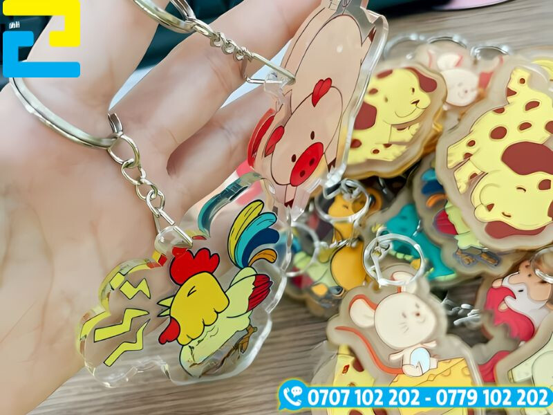 Móc khóa 12 con giáp chất liệu mica