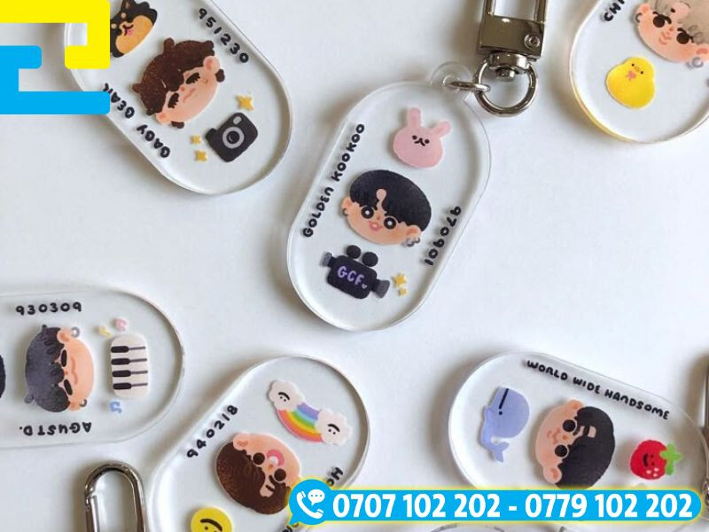 Móc khóa đáng yêu in uv sắc nét