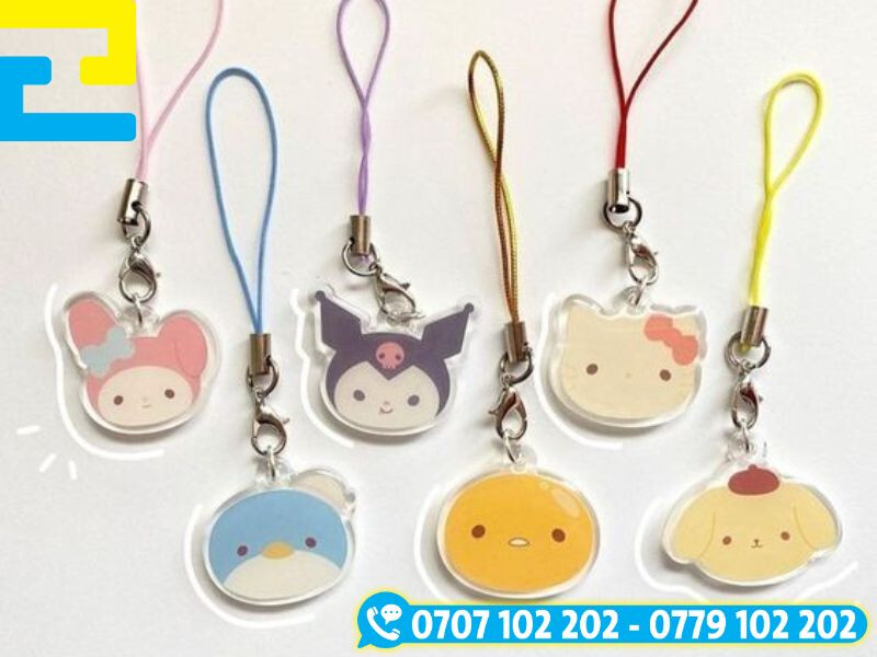 Móc khóa dễ thương được in uv