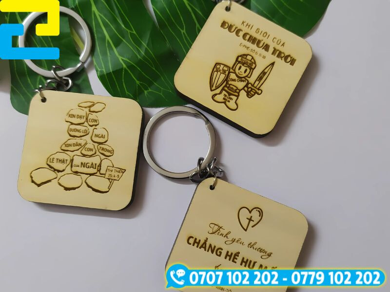 Móc khóa gỗ được gia công theo yêu cầu