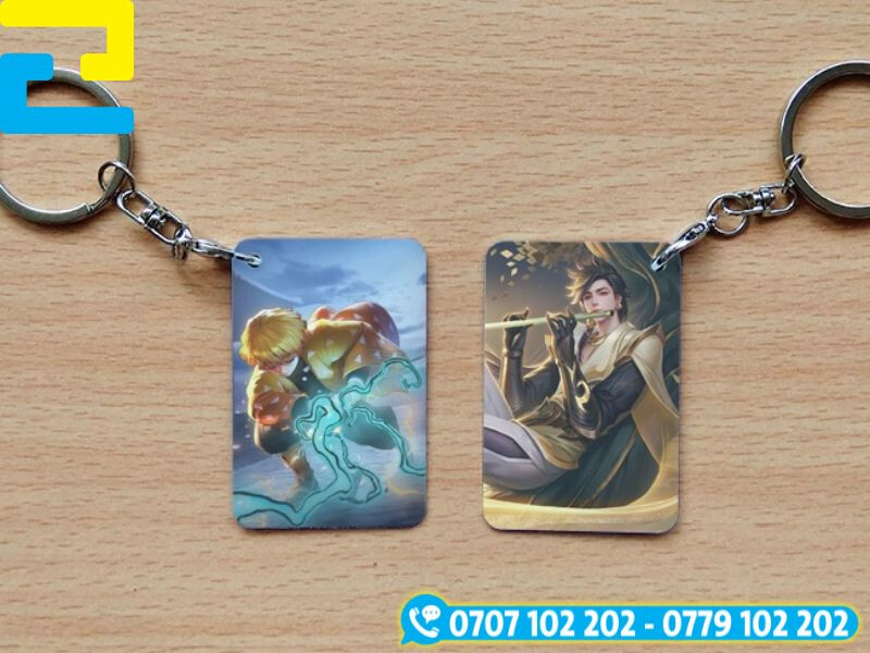 In móc khóa mica chất liệu mica thiết kế đa dạng