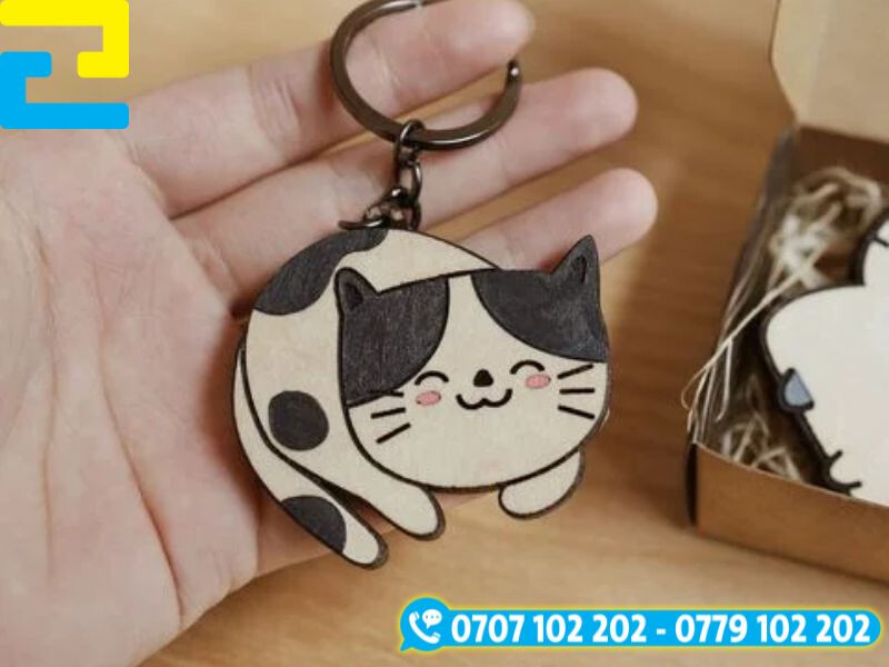 Móc khóa thú cưng chất liệu gỗ