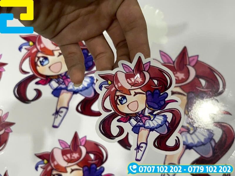 Sticker in hình hoạt hnhf chất liệu decal sữa 