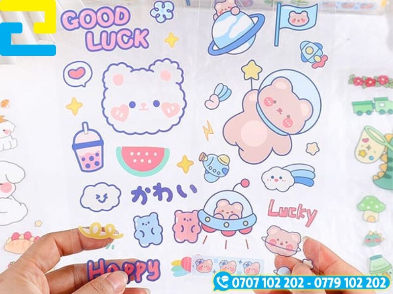 In Sticker chất liệu decal trong dễ thương