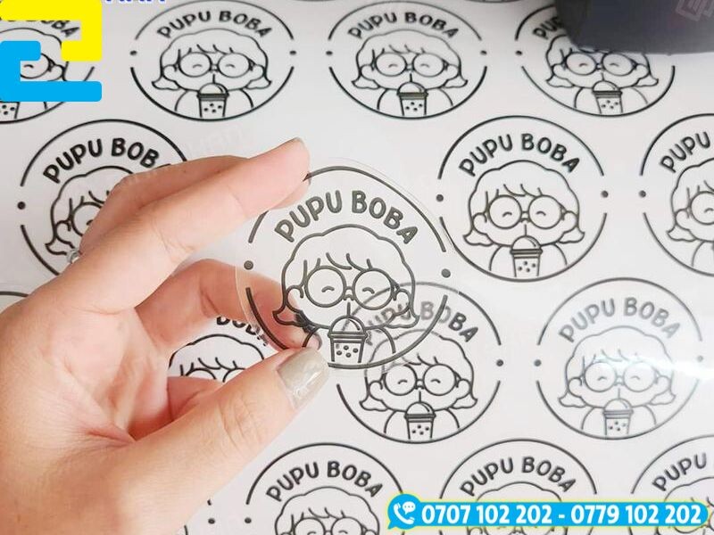 Sticker trong suốt dán ly trà sữa