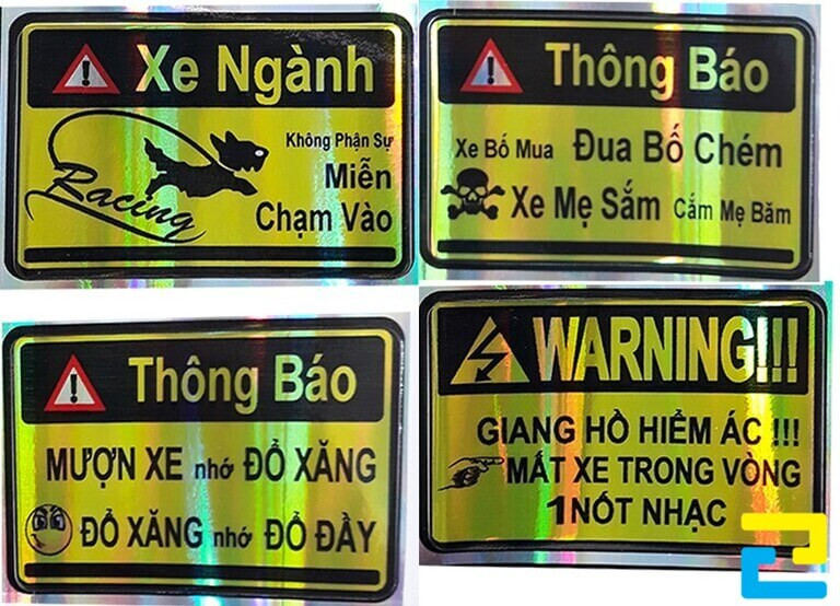 Mẫu in biển thông báo dùng để dán xe trang trí