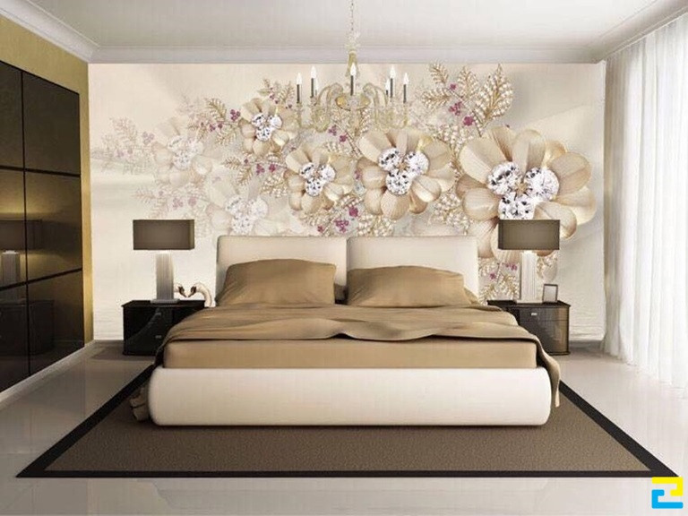 Mẫu tranh hoa tĩnh vật với màu sắc trang nhã đem lại cảm giác thư thái cho gia chủ sau một ngày dài làm việc căng thẳng