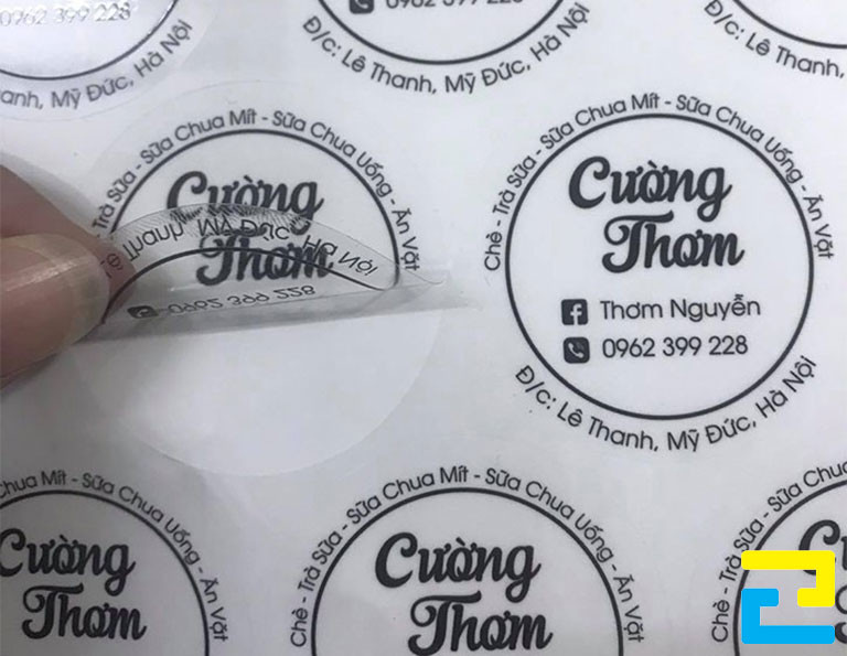 Mẫu tem nhãn in trên decal trong