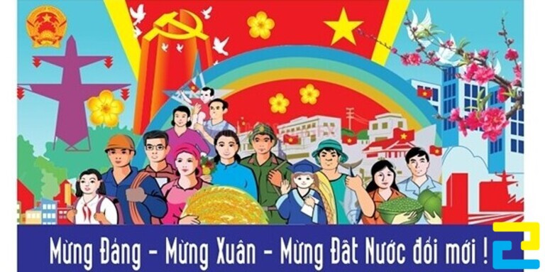 In băng rôn mừng đảng mừng xuân mang ý nghĩa tinh thần dân tộc mỗi dịp tết đến xuân về