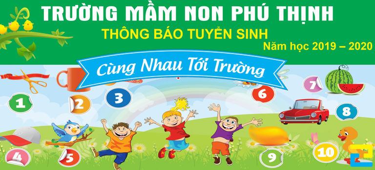 Mẫu băng rôn thông báo chiêu sinh trường mầm non