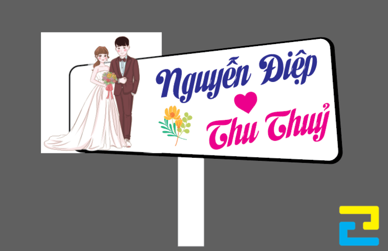 Hashtag để tên và hình ảnh cô dâu chú rể giúp khẳng định nhân vật chính của buổi tiệc