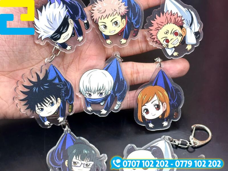 Móc khóa mica in UV màu sắc đẹp mắt