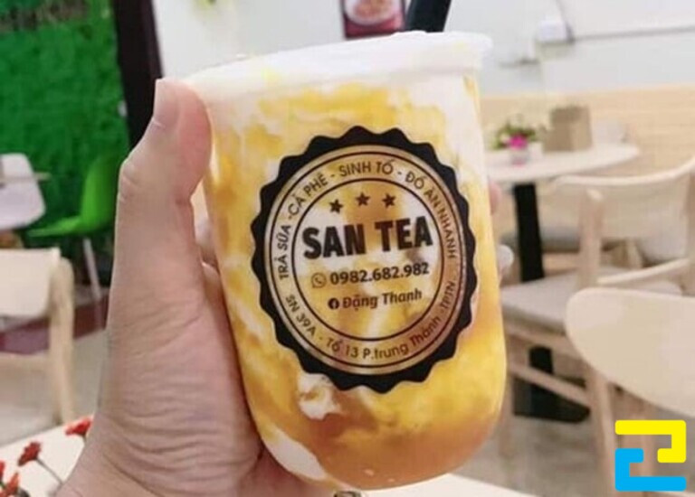 In logo dán trên ly trà sữa