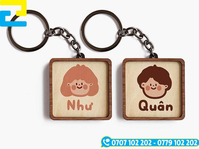 Móc khóa đôi chất liệu gỗ