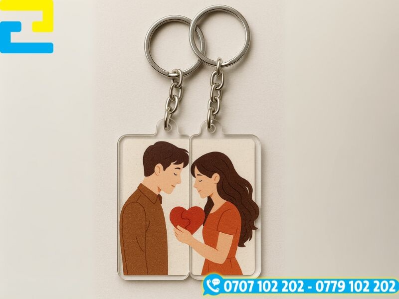 Móc khóa đôi sủ dụng công nghệ in UV