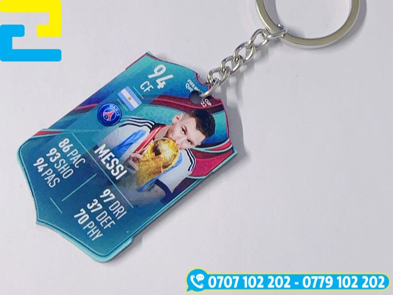 Móc khóa cầu thủ in UV màu sắc bền đẹp