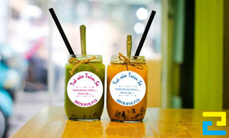 Mẫu in tem Decal giấy dán ly trà sữa