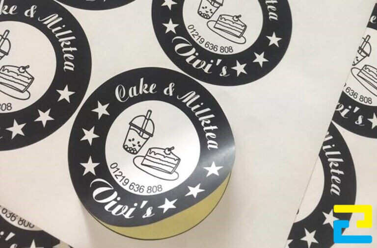 Mẫu in tem logo dán ly trà sữa hình tròn