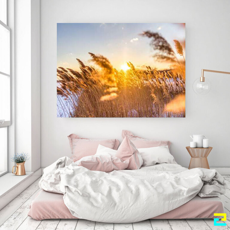 Mẫu tranh in treo tường hoa cỏ mây tạo lại sự thoải mái, thư thái cho căn phòng