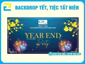 Mẫu 15: Mẫu background tất niên với tông màu xanh dương chủ đạo