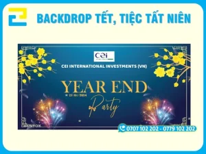 Mẫu 16: Mẫu background tất niên với tông màu xanh dương chủ đạo