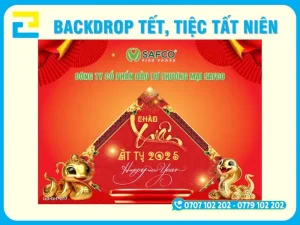 Mẫu 17: Mẫu background tất niên in hình con giáp của năm mới