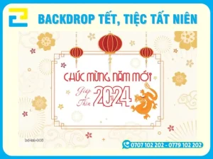Mẫu 5: Mẫu backdrop tất niên màu sắc trang nhã, nổi bật năm mới