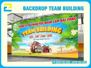 Mẫu backdrop team buiding tổ chức ở biển