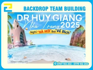 Mẫu backdrop team buidin có slogan năng động