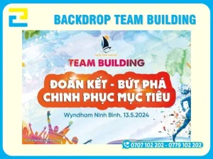 Backdrop team buiding phối màu nổi bật, năng động