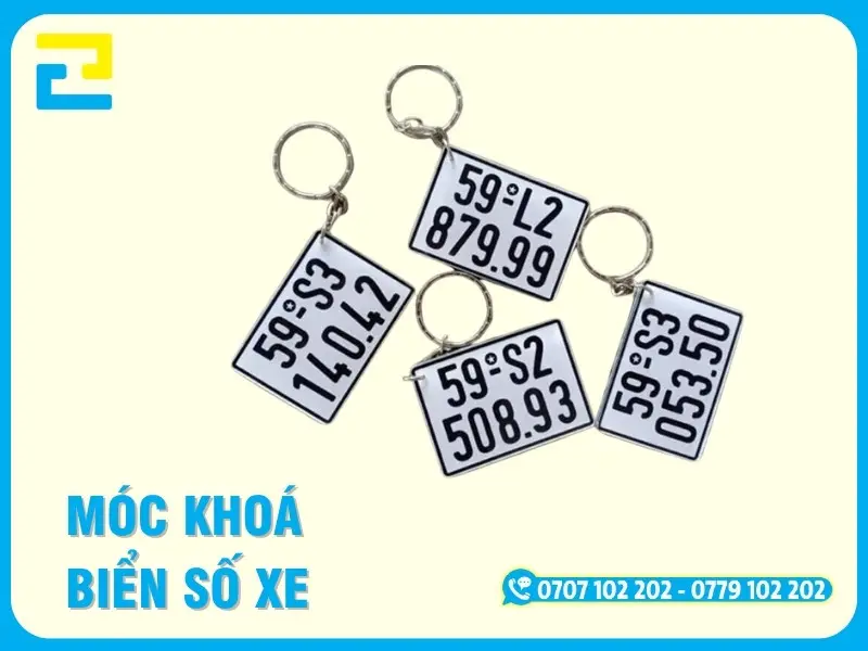 Móc Khóa Biển Số Xe In UV, Khắc Laser Theo Yêu Cầu, Giá Rẻ