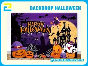 Backdrop Halloween in hình toà lâu đài ma quái