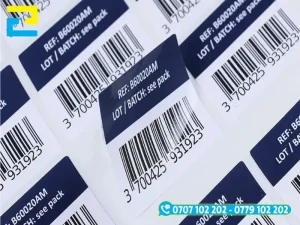 Decal PVC in mã vạch được làm từ nhựa dẻo polyester, không biến dạng, không thấm nước.