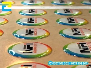 In decal đổ epoxy cho sản phẩm tem nhãn cao cấp, có hiệu ứng 3D sống động