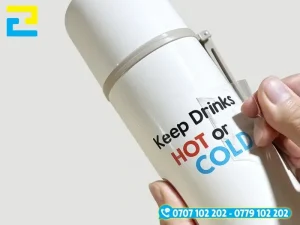 In decal DTF dán lên ly giữ nhiệt làm quà tặng, quà kỷ niệm