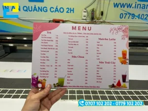 In decal quảng cáo bồi formex làm menu chuyên nghiệp, chắc chắn