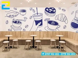 In decal quảng cáo kích thước lớn trang trí quán cafe