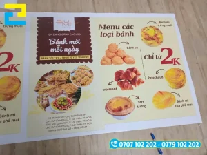 In decal menu khổ lớn dán trên tường