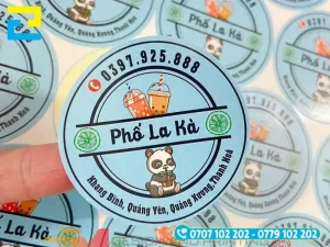 Tem dán lên ly cho quán trà sữa, ăn vặt